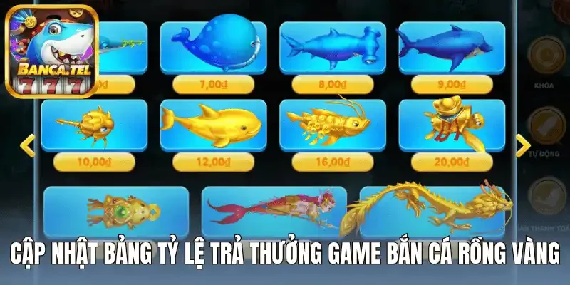 Cập nhật bảng tỷ lệ trả thưởng game bắn cá rồng vàng